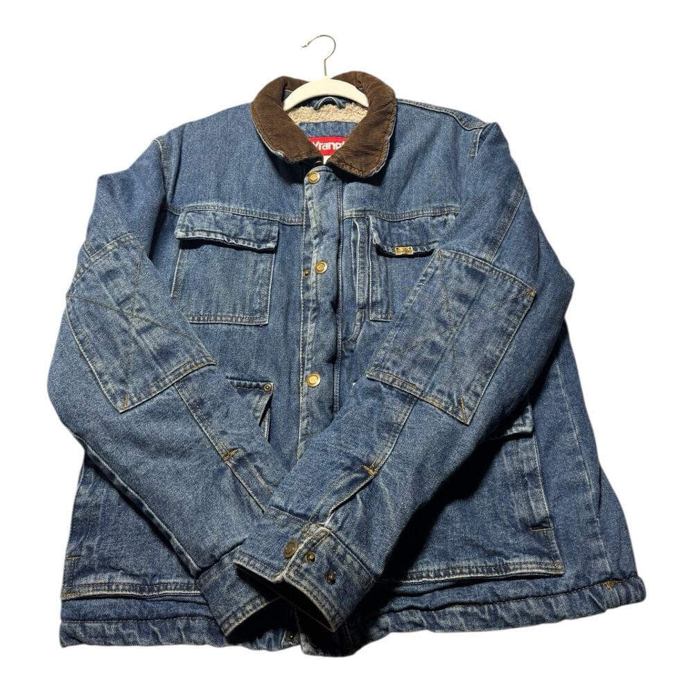 Wrangler Barn Jean Jacket Mens Large Sherpa Lined Corduroy Vintage 90s Chores - Picture 3 of 13